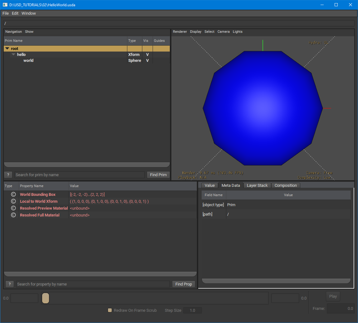 Visualisation of the generated stage.