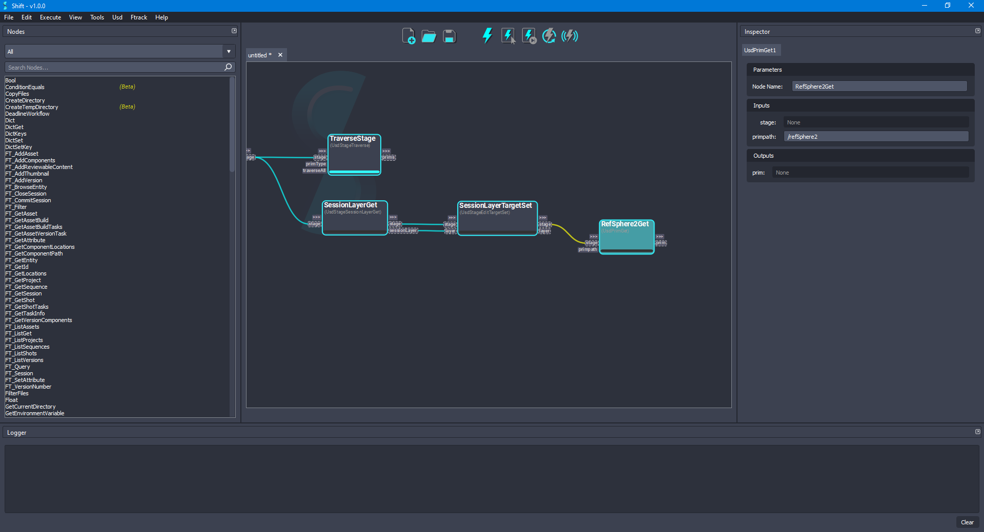 Added the 'RefSphere2Get' node to the board connected to the 'SessionLayerTargetSet' node.
